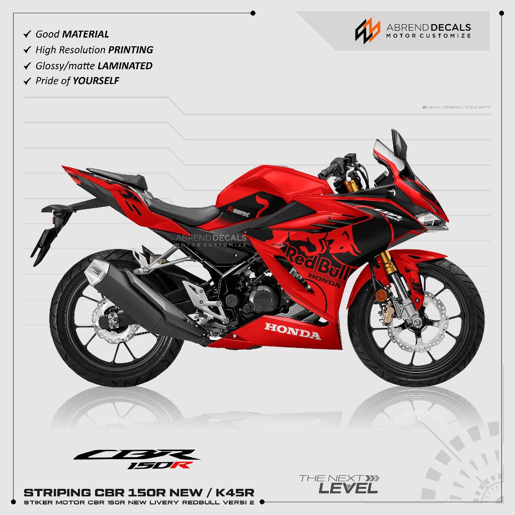 CBR K45R REDBULL STRIPING / HONDA CBR 150 R ใหม่สติ๊กเกอร์มอเตอร์ไซค์ / CBR สติ๊กเกอร์ / CBR 150R DE