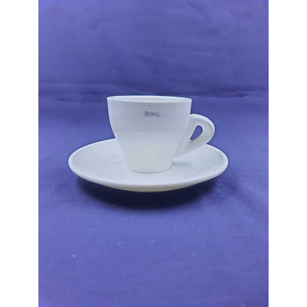WILSON 80mL THICK Espresso Coffee Cup, Cup and Saucer SET 6 ชิ้น