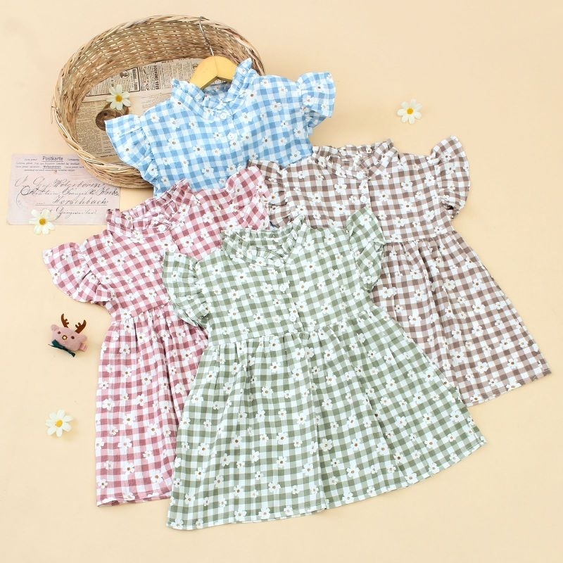 1-4 Years Old Jenna Dress Material Crinkle Motif