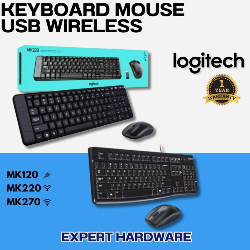 เมาส์คีย์บอร์ด Logitech MK120 MK220 MK270 USB ไร้สาย