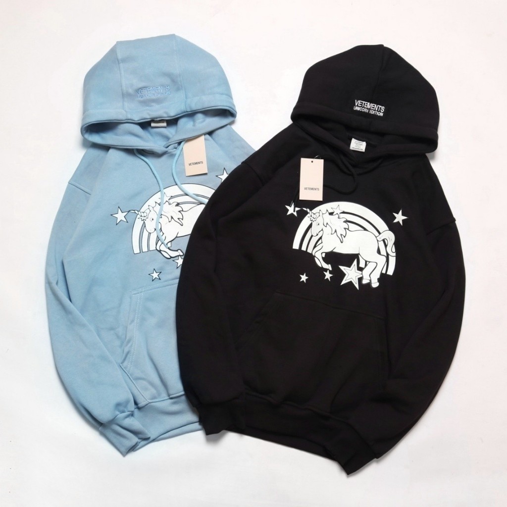 ใหม่ล่าสุด VETEMENTS UNICORN FULL TAG HOODIE SWETER JACKET