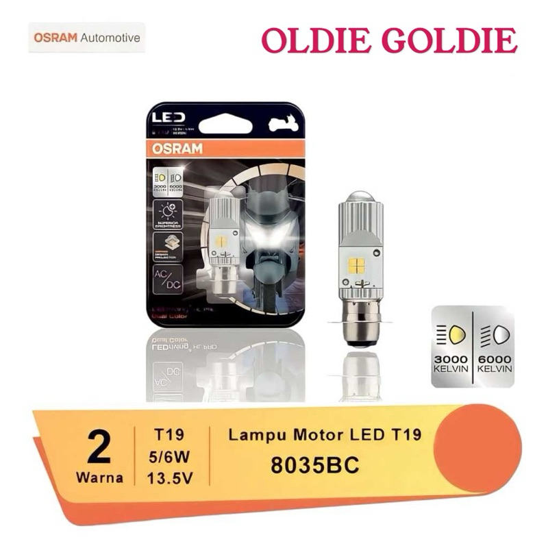 OSRAM AC DC รถจักรยานยนต์ไฟ LED สีขาวสีเหลือง T19 PRO H6 M5 K1 TWO สีคู่ 8035BC