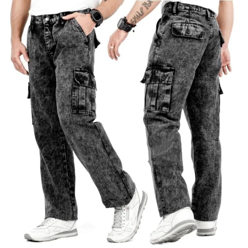 กางเกงคาร์โก้ Jeans Men Loose Fit Regular/cargo pants Jeans Regular Standard denim black wash