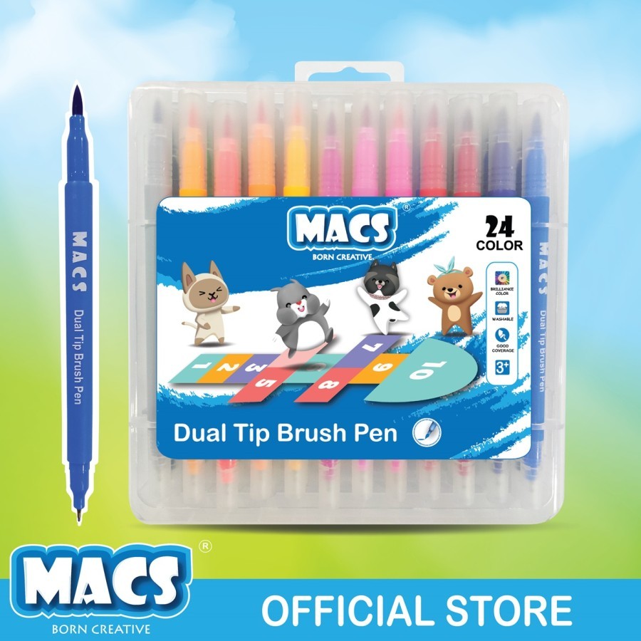 Macs Marker Dual Tip Brush ปากกามาร ์ กเกอร ์ สี 24 สี