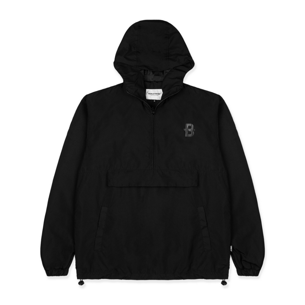 กองข้าวบาร์เลย์ Weft เสื้อแจ็คเก็ตสีดํา Wind Breaker