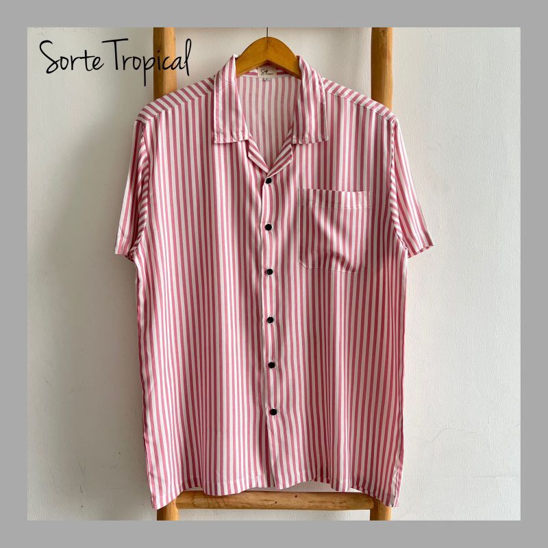 KEMEJA SORTE TROPICAL - เสื้อเชิ้ตลาย Salem Casual Hawaiian Beach Pink Salem