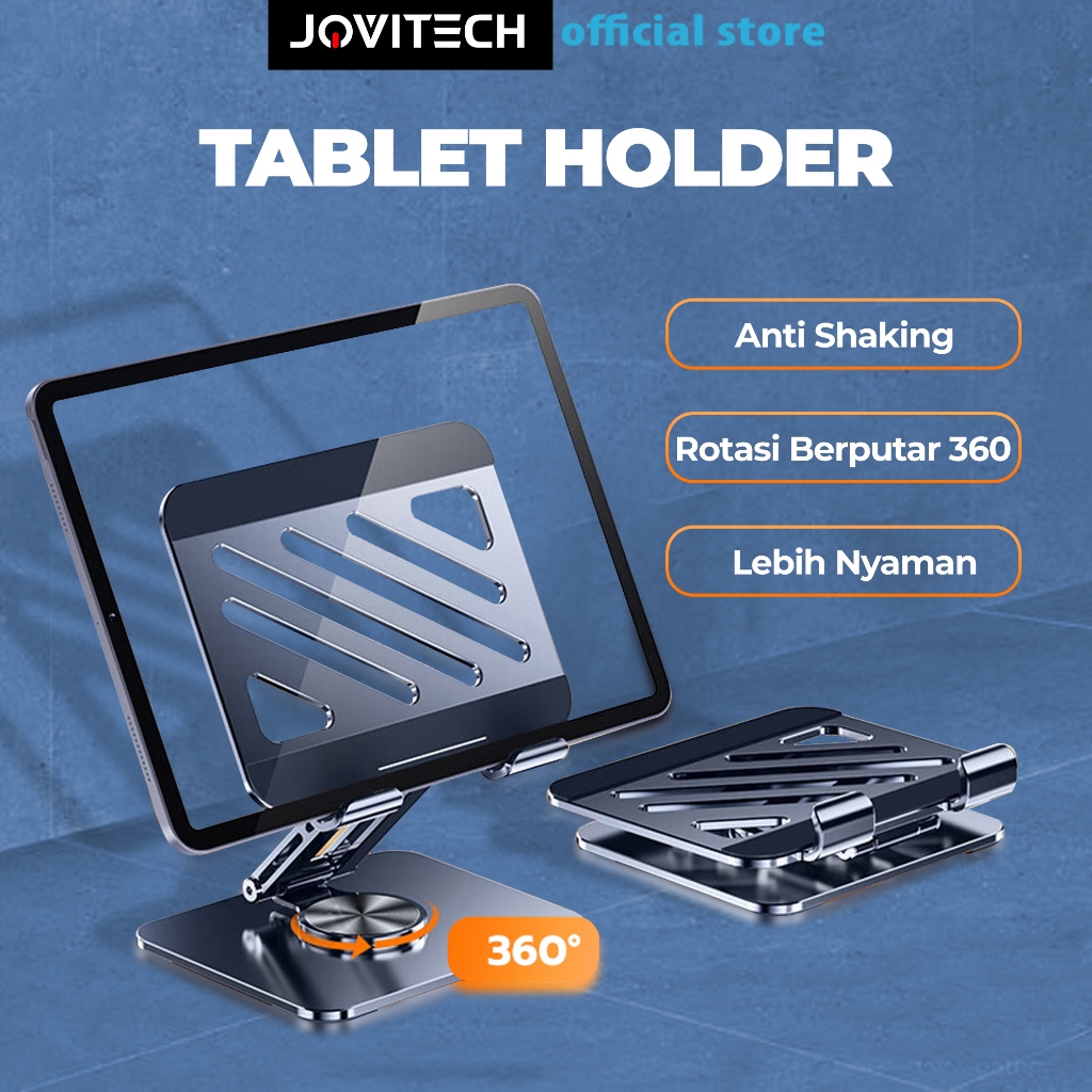 Jovitech ที่วางโทรศัพท์ 360 หมุนแท็บเล็ต HP อลูมิเนียมทนทาน Anti Slip ขาตั้งพับ - MH05