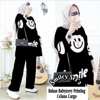 SMILE SET CELANA CARGO BABYTERRY PRINTING LD 110 // SETELAN SMILE // ONE SET SMILE // SETELAN KOMBINASI POLOS SMILE // SETELAN CARGO // SETELAN CELANA CARGO SMILE // SET SMILE // ONE SET KEKINIAN SMILE // SET SMILE // SETELAN KOMBINASI CARGO