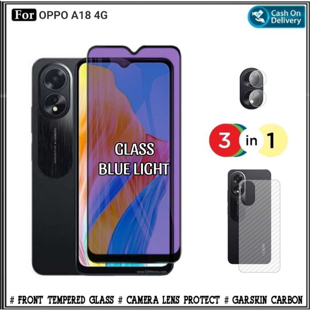 OPPO A18 4G A58 4G / NFC Anti 10D Blue Light แพ็คเกจกระจกนิรภัย
