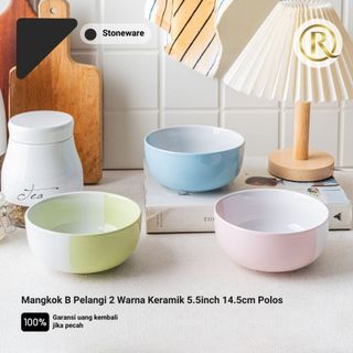Mangkok B Pelangi 2 Warna Stoneware Keramik 5.5inch 14.5cm Polos