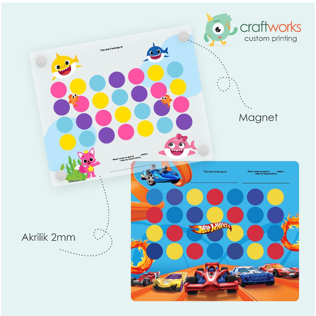 REWARD CHART อะคริลิค + MAGNET - 30x25cm - CUSTOM