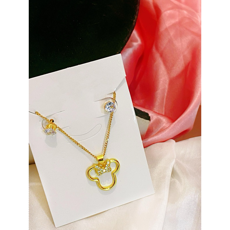 สร้อยคอและต่างหูมิกกี้เต็มพลอย KST1