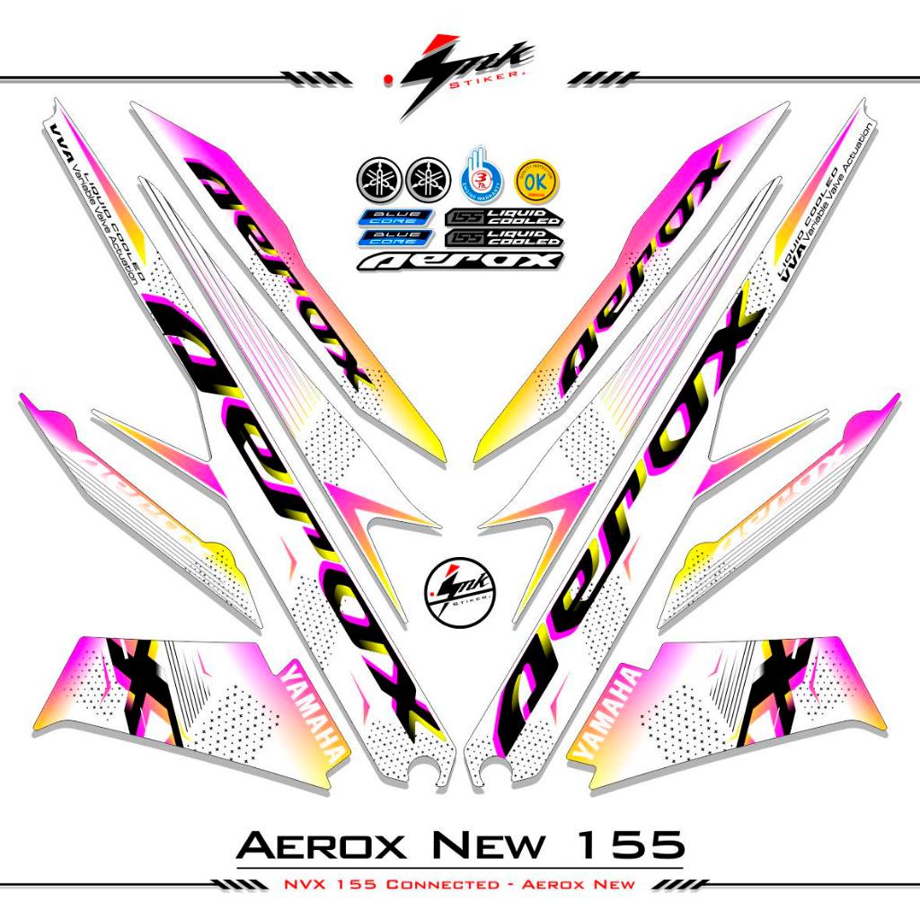 STRIPING AEROX 155 ใหม่ CONNETED MOTIF 5 / สีคอมโบ / ฐานสีขาว / AEROX 155 สติ๊กเกอร์เชื่อมต่อ / AERO