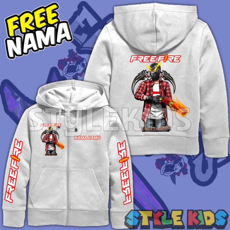 ฟรี NAME Zipper Hoodie Jacket สําหรับเด็กชายและเด็กหญิง Sg Opm One Punch Man Free Fire FF ฟรี FIRE