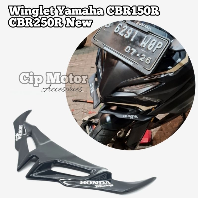 Hitam MERAH PUTIH Winglet Honda CBR150R CBR250R วัสดุไฟเบอร์สีดําสีขาวสีแดงสีฟ้า