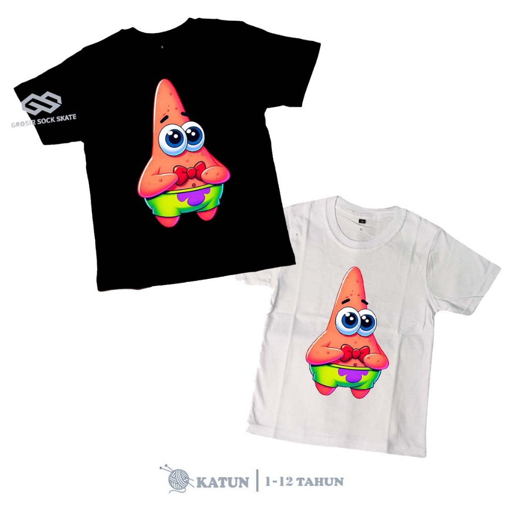CHILDRENS BAND T-SHIRTS/ CARTOON PATRICK STAR MUSIC T-SHIRTS AGE 1-12 ปี