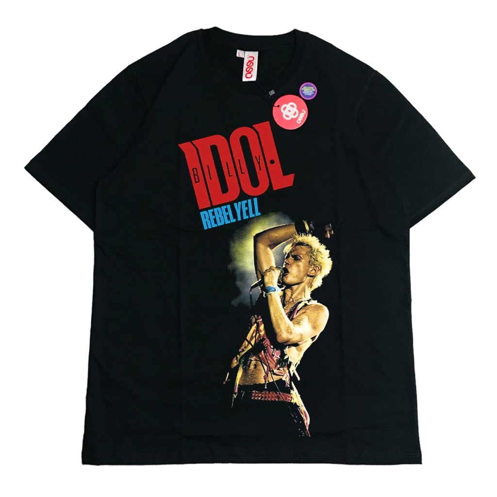 OSSU TSHIRT BILLY IDOL REBEL YELL BLACK WASHED SAND WASHING GREY TEE