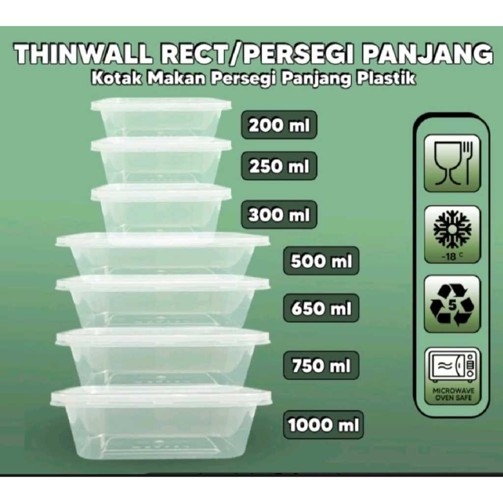 กล่องข้าว / กล่องใส่อาหาร Thinwall 200ml, 300ml, 500ml, 650ml, 750ml, 1000ml