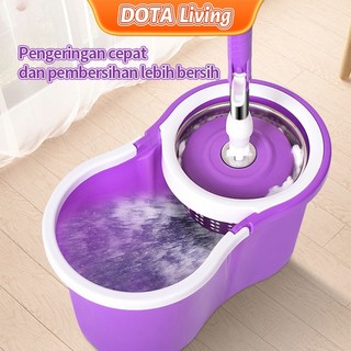 DOTA Living Set Alat Pel Lantai Super Mop Dengan Ember Pencuci Putar hand preassure rotary mop Magic Spin Mop 360 pel lantai peras otomatis