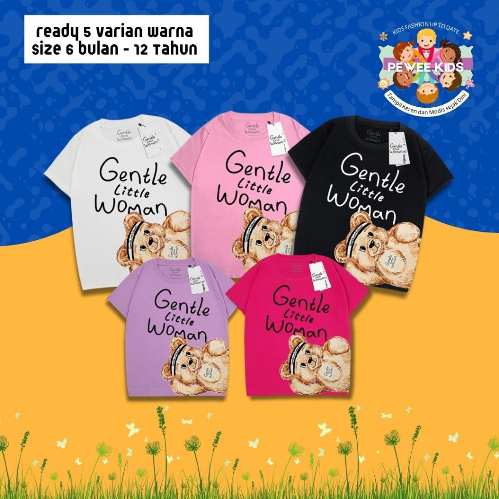 Peweekids เสื้อยืดแฟชั่นสําหรับชายหญิง 1-12 ปีนําเข้าพรีเมี่ยมอ่อนโยน Wom4n Tops
