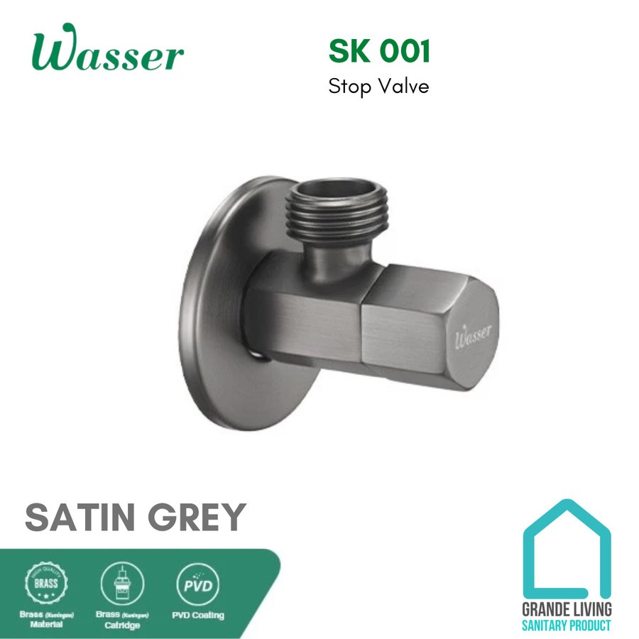 Wasser Hexagonal Stop Valve 1-Way Stop Valve SK001 Satin Grey