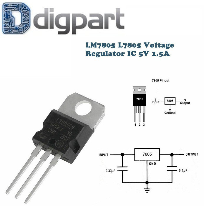 L7805CV L7805 LM7805 5v 1.5A 3 เทอร์มินัลตัวควบคุมแรงดันไฟฟ้า