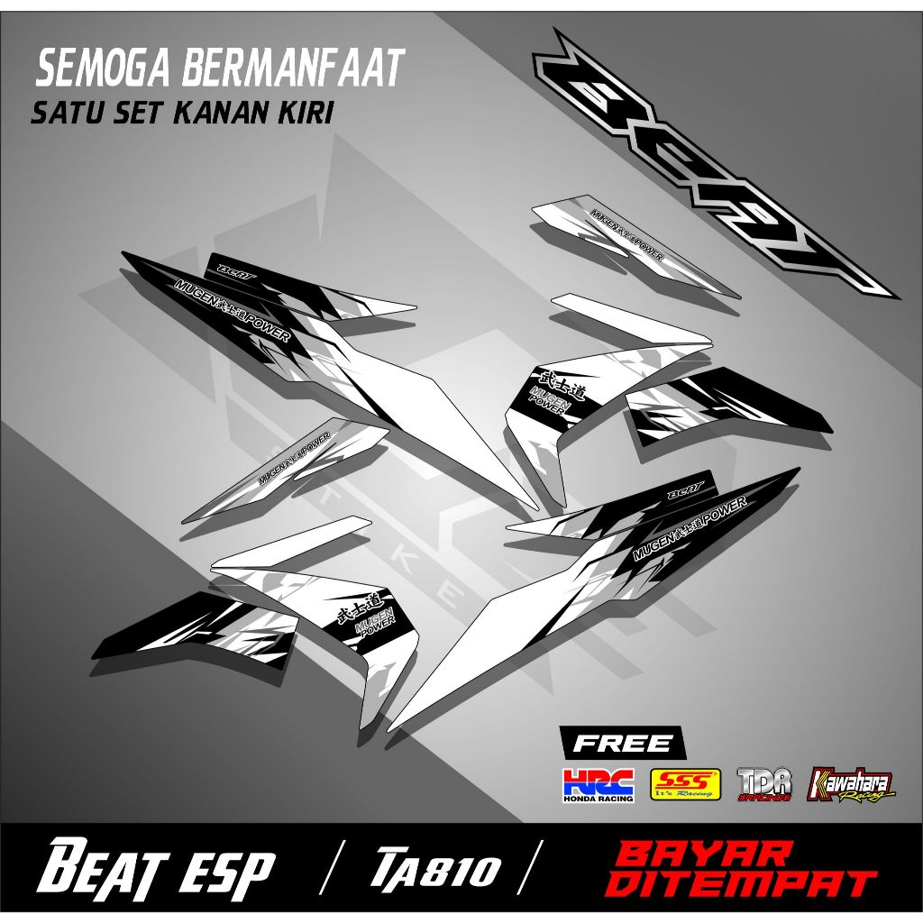 Beat Street Esp 2016-2019 Semifull สติ๊กเกอร์ติดมอเตอร์ไซค์ Striping Simple Motif รหัส TA810