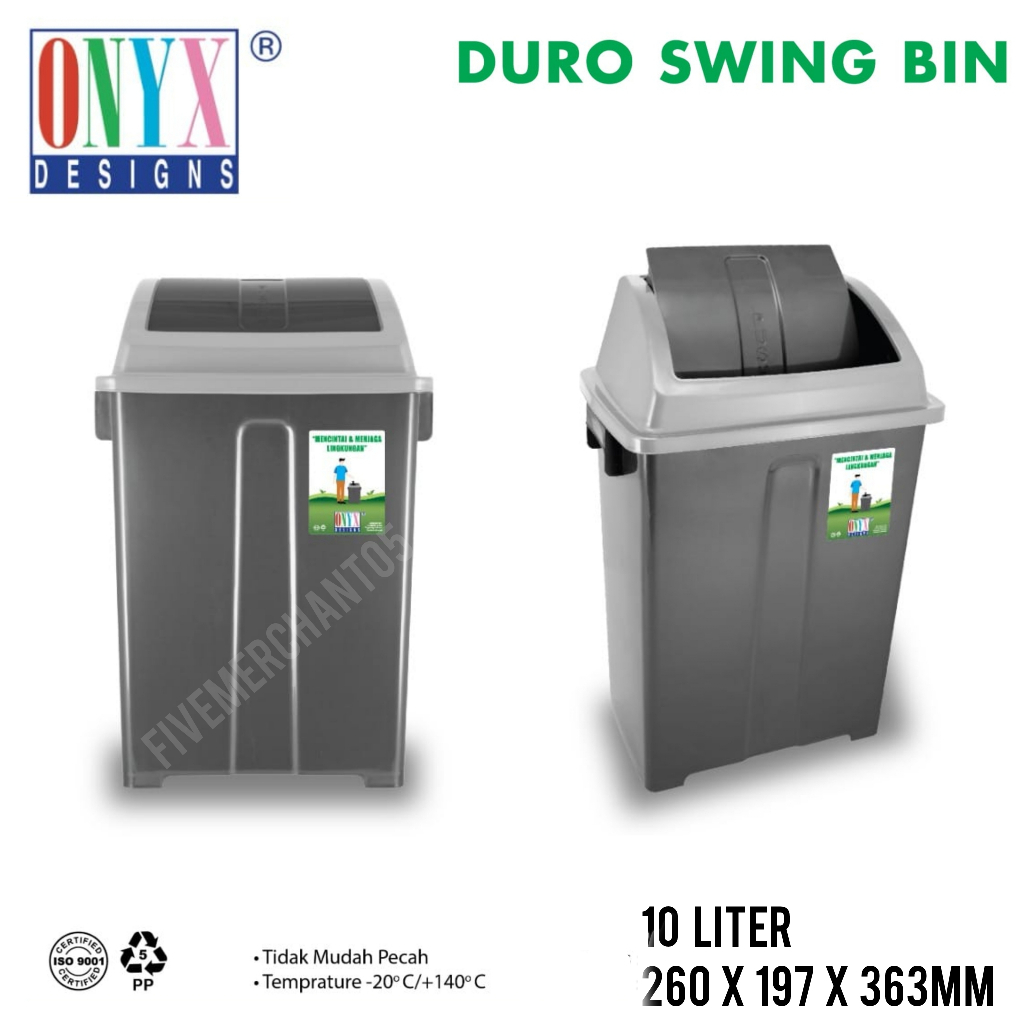 Onyx D-0010 10 ลิตร Swing Dustbin พลาสติก Swing Cover Duro Swing Bin