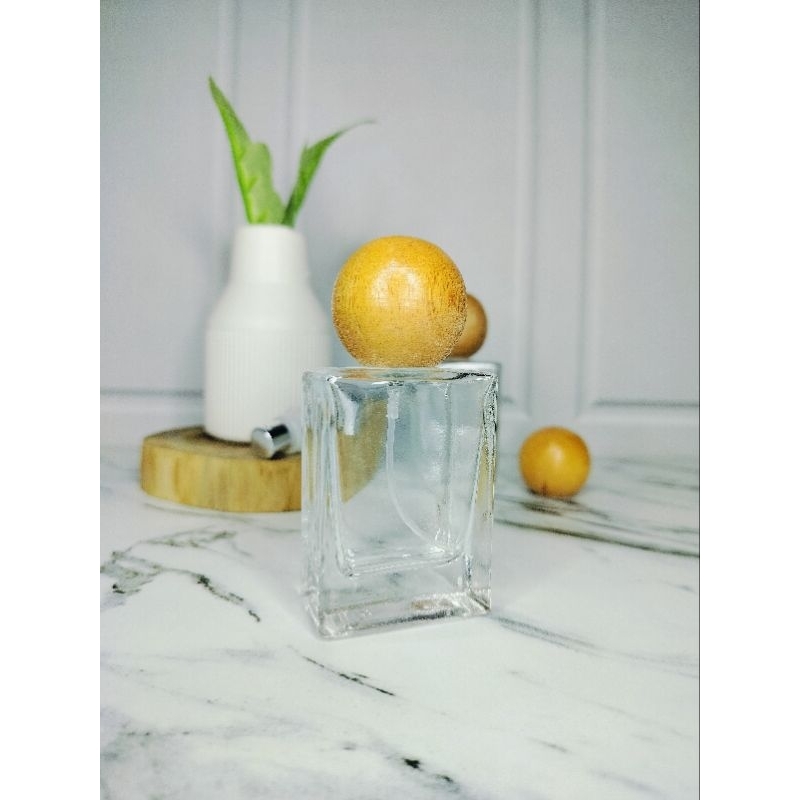 Kayu Herme Bottle 30ml Semi press Round Wooden Li Glass Perfume