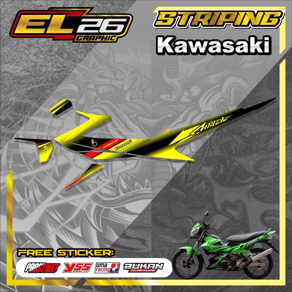 สติ๊กเกอร์ 483 STRIPING KAWASAKI ATHLETE - KAWASAKI ATHLETE STICKER BARRACUDA MOTIF