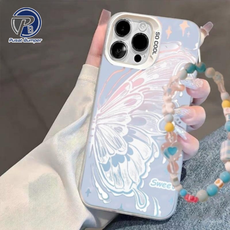 GL055 premium matte hard case สร้อยข้อมือผีเสื้อ Hardcase/ปลอก Hp สําหรับ Oppo A5i A5X A5 2025 A5 PR