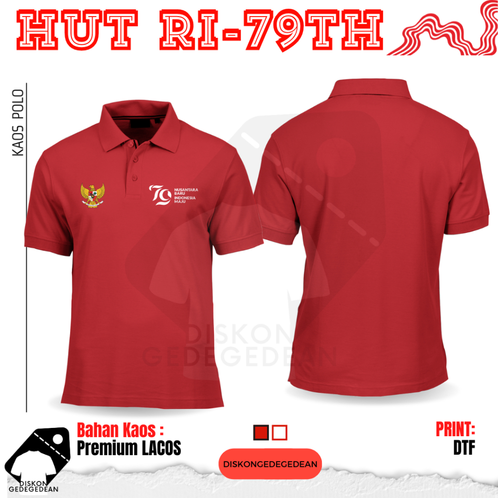 เสื้อโปโล Dirgahayu INDONESIA HUT RI 79 - เสื้อโปโล HUT RI 79