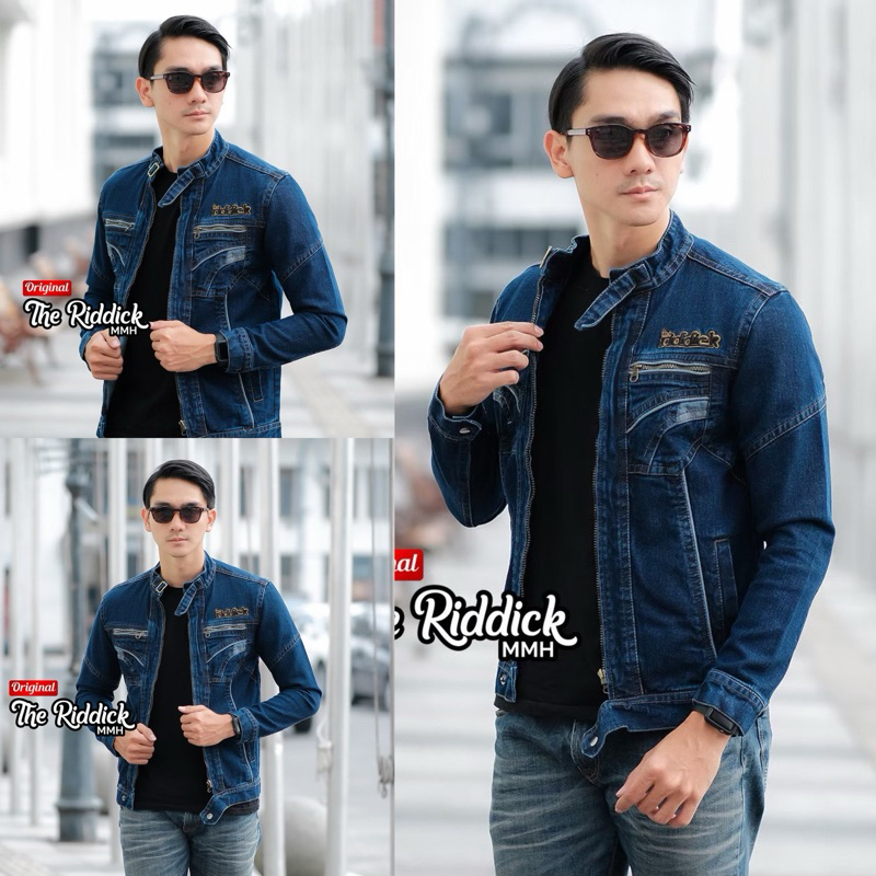 Tans - Original The Riddick Mens Premium Slimfit Collar Denim Jeans Jacket ML XL XXL