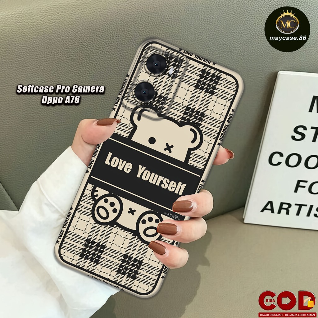 HP OPPO A76 4G 2022 Softcase Silicone Pro Camera Casing ยางสีดํา ยืดหยุ่นและหนา - ตัวป้องกันสําหรับก