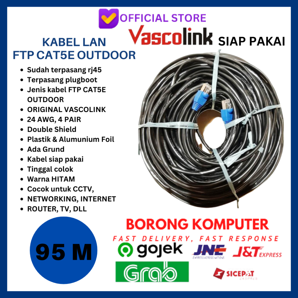 Cat5e FTP STP สาย Lan กลางแจ้ง 95 เมตร พร้อมใช้งานสาย UTP ดั้งเดิม