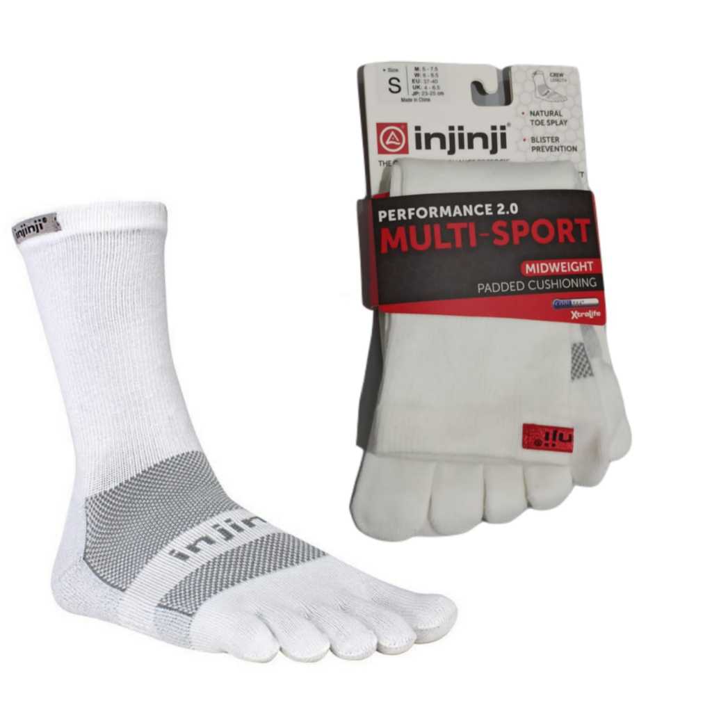 INJINJI PERFORM Run 2.0 Crew Multi SPORT - SIZE S - ถุงเท้าป้องกันตุ่ม - สีขาว MIDWEIGHT