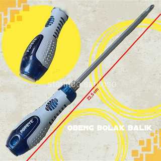 Obeng bolak balik 5 inch getok magnetic gagang karet pvc  plus minus 2 arah 2way totok
