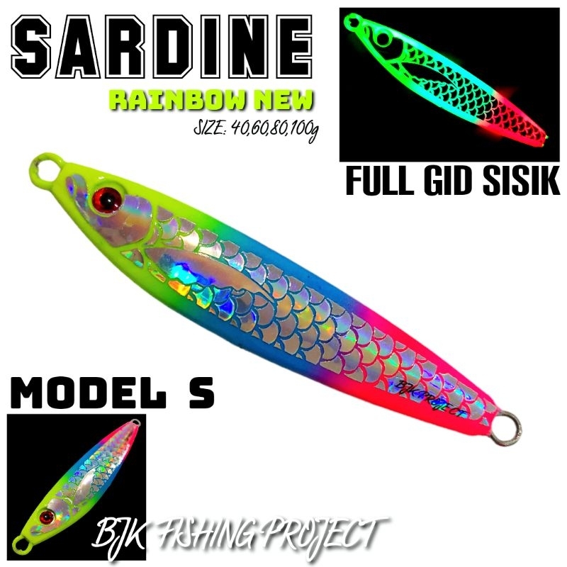 METAL JIG SARDINE 40g ถึง 100g RAINBOW SCALES ABSTRACT BJK เหยื่อตกปลา