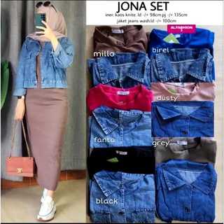 SETELAN JAKET JEANS CROP DAN DRES INNER ONE SET DRESS OUTER JEANS CROP ONESET