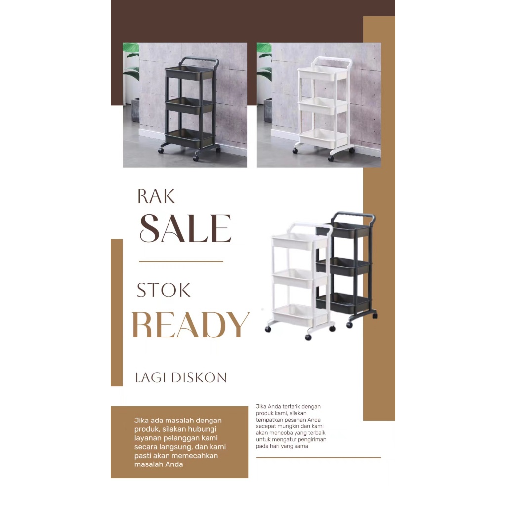 WAREHOUSE CLEARANCE 3-TIER TROLLEY RACK SALON RACK KITCHEN STAGE RACK COSMETIC RACK หลายวัตถุประสงค์