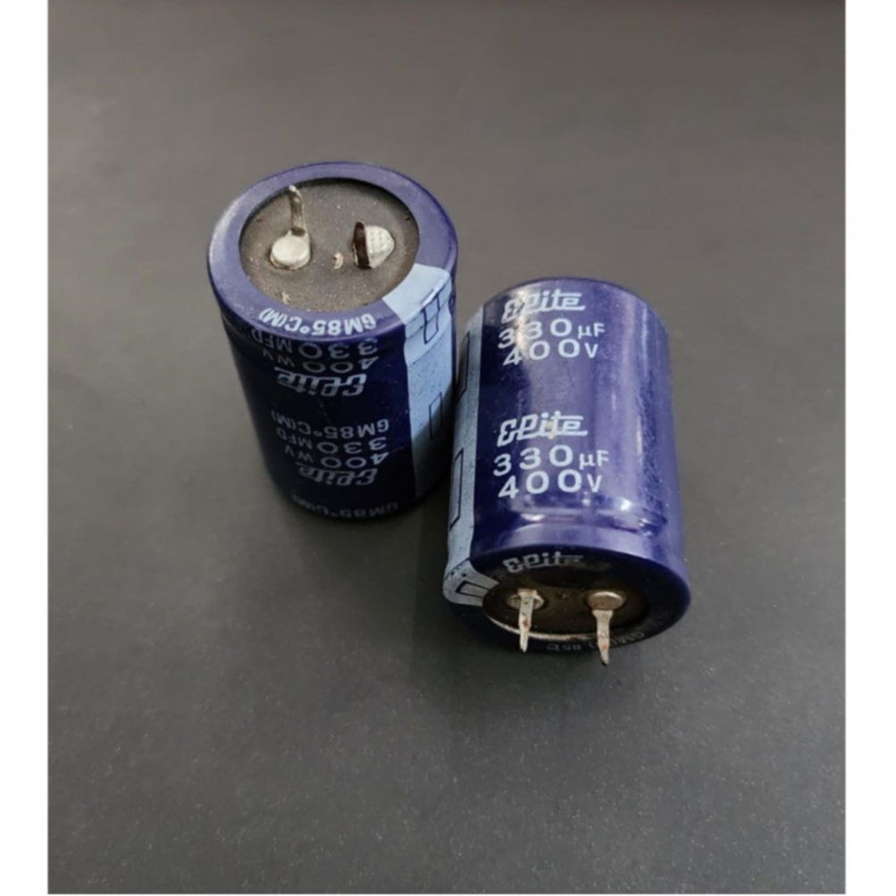 Elco Capacitor 330uf 400v 85oC Elite - เส้นผ่านศูนย์กลาง 3 ซม. สูง 4 ซม.
