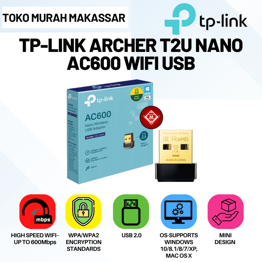 TP-LINK Archer T2U Nano AC600 Nano อะแดปเตอร์ USB ไร้สาย / NET99-TP