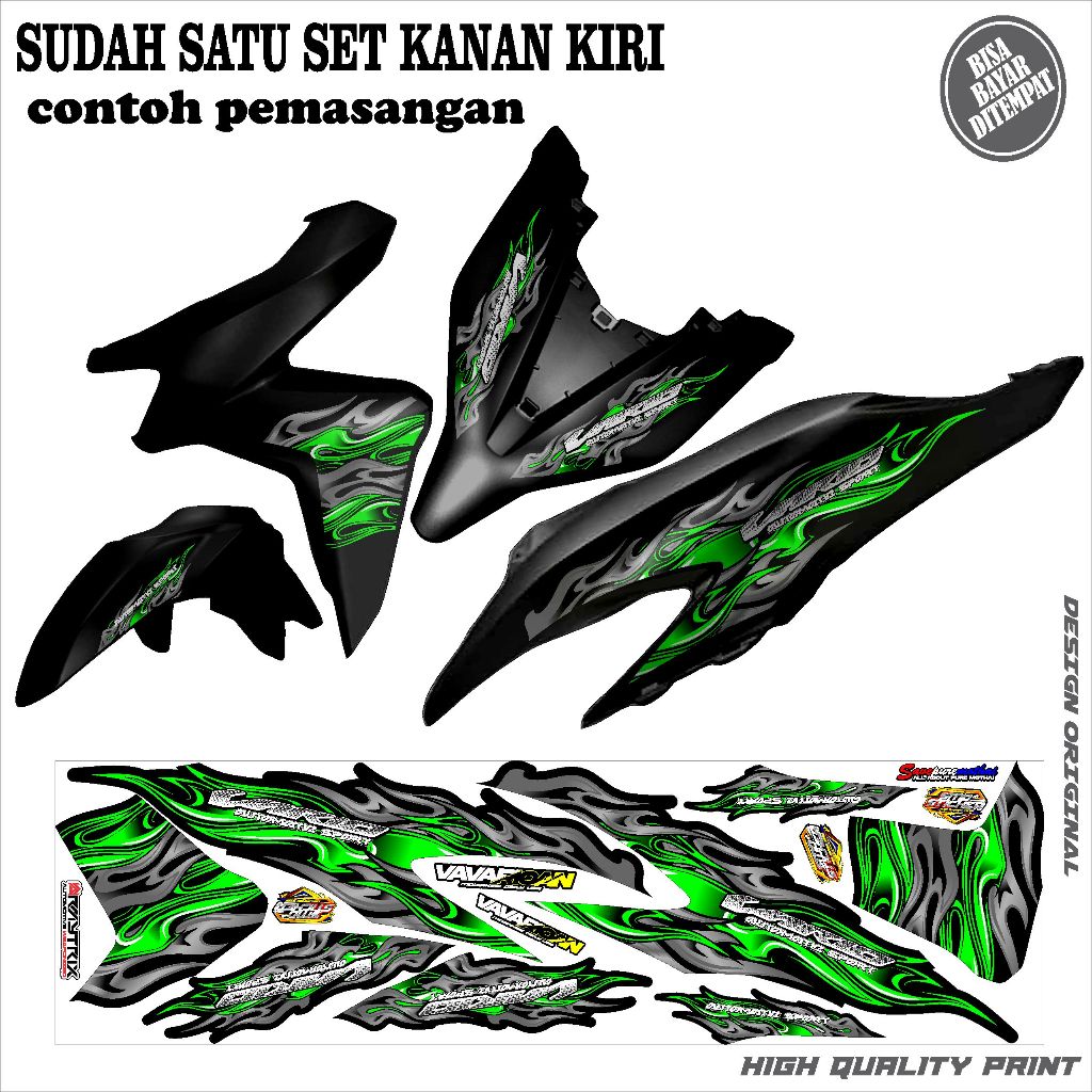 HIJAU STRIPING สติกเกอร์ Variation VARIO 125/150 LED NEW MOTIF Fire ARAI Green Cool ล่าสุด