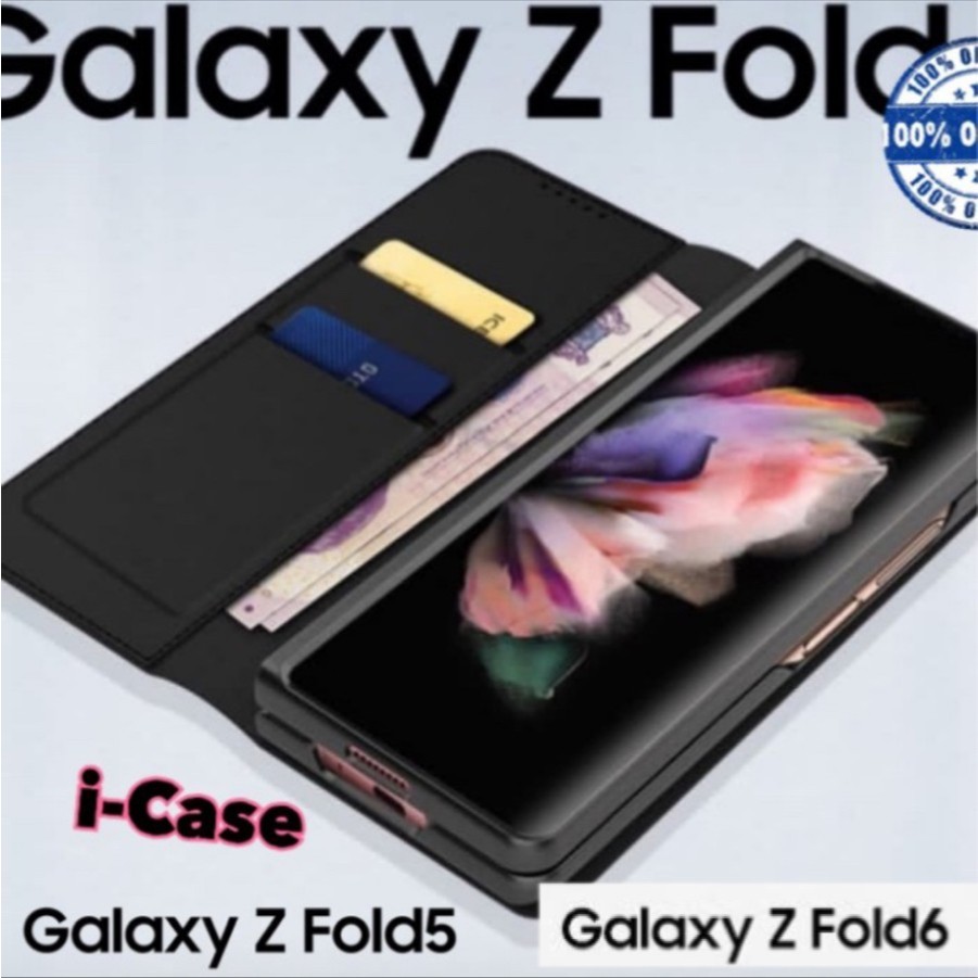 Flip Cover Slot Card Case Z Fold 6 & 5 Wallet Samsung Galaxy Z fold5 Z fold6 Slot เงิน 5G 2in1 Casin