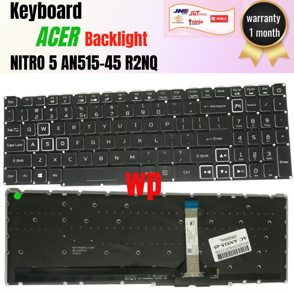 Acer Nitro 5 AN515-57 AN515-45 สีดํา NON RGB Backlight แป้นพิมพ์แล็ปท็อป
