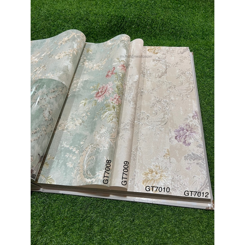 กระดาษติดผนังพรีเมี่ยม MAWAR ลายผ้าบาติก ดอกกุหลาบ อนาคต Pasley Natural Vintage ดีที่สุด