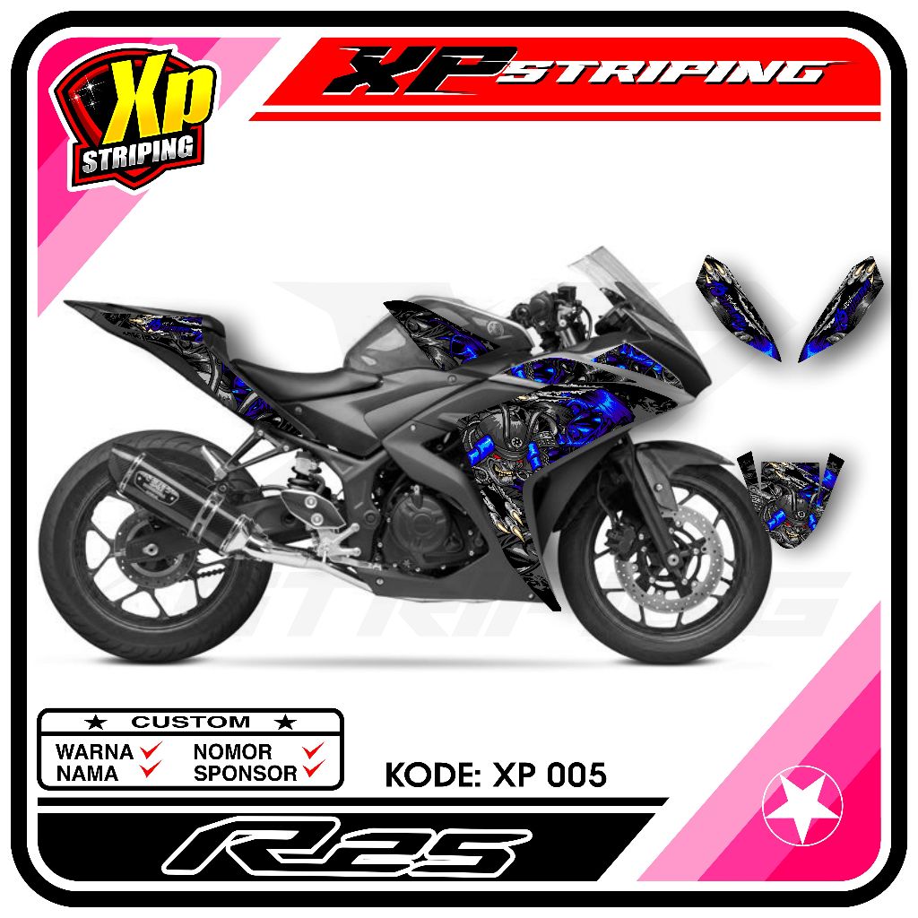Yamaha R25 Striping - Yamaha R25 Striping Sticker Racing Design XP.05