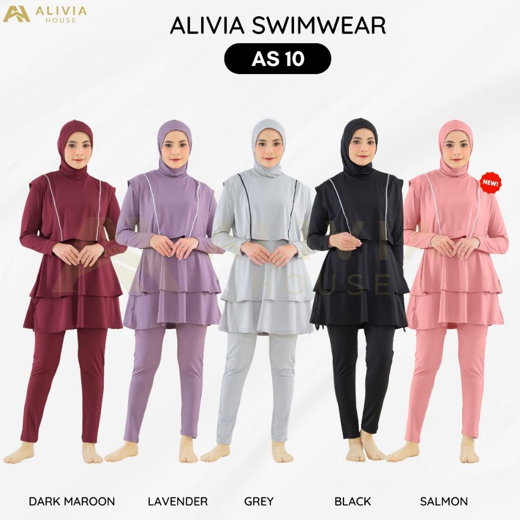 Alivia ชุดว่ายน้ํา AS10 - ชุดว่ายน้ํามุสลิมอิสลามสําหรับผู้หญิงมุสลิมผู้ใหญ่ สาววัยรุ่น ชุดว่ายน้ําฮิญาบ
