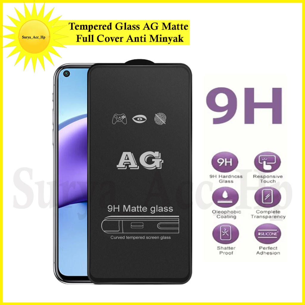 กระจกนิรภัย AG Matte Full Cover Anti Oil สําหรับ Vivo Y05 Y05e Y1s Y11d Y30 Y30i Y35 Y50 Y51 2020 Y5
