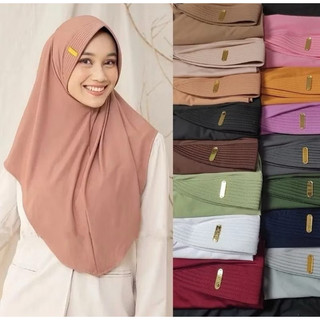 Promo {10 PCS 100rb} Jilbab Bergo Hamidah Size M Label Akrilik Menutup Dada Cantik Lembut Spandex Premium Kerudung Pad Busa Tebal Muslim Instan Hijab Standar Nyaman Panjang